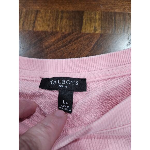 Talbots Womens L Petite Pink Embroidered Crewneck Sweatshirt Long Sleeves Lp - Picture 2 of 12